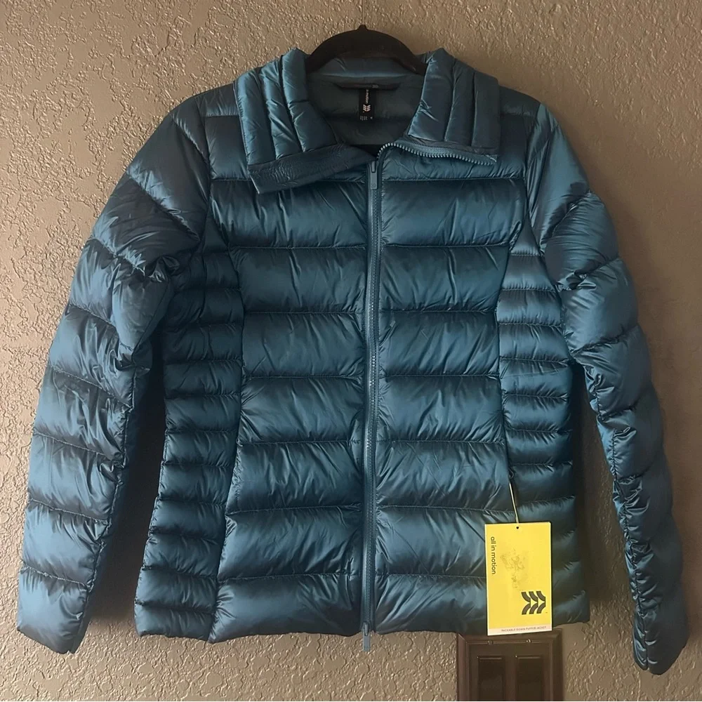 All in Motion Packable Teal Puffer Jacket for Women - Picture 2 of 6